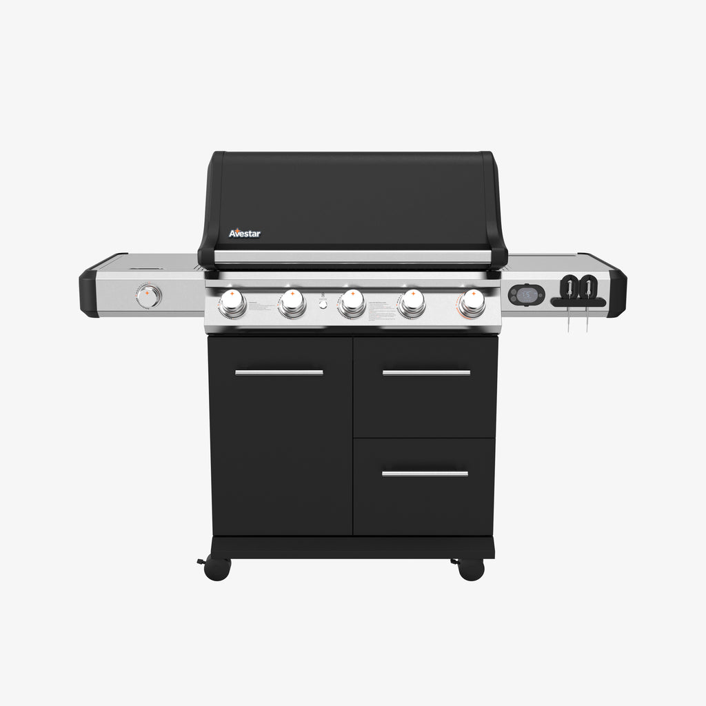 PRO26501 | 5-Burner Gas Grill with Side Burner & Smart Thermometer, 74,000 BTU Outdoor BBQ Grill