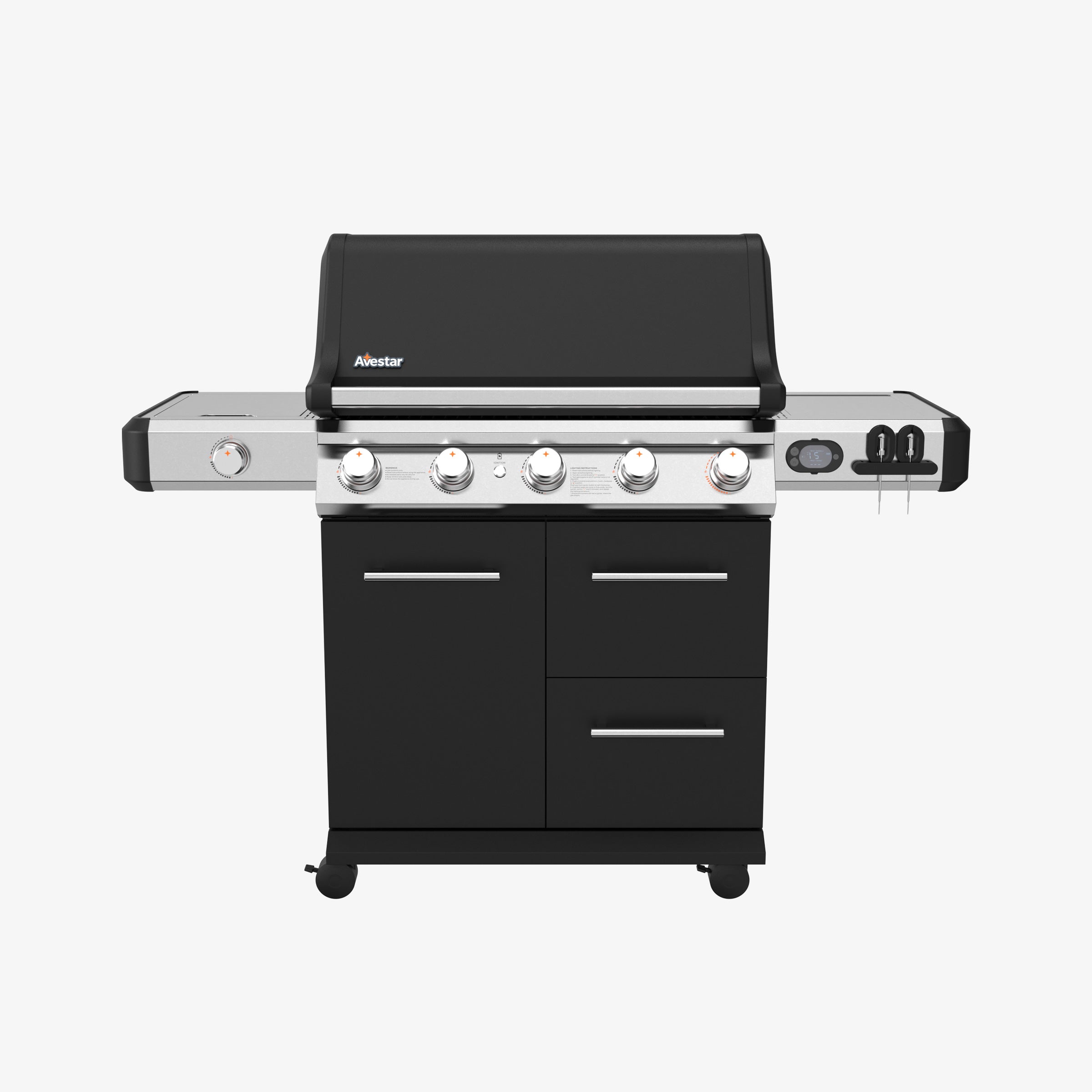 PRO26501 | 5-Burner Gas Grill with Side Burner & Smart Thermometer, 74,000 BTU Outdoor BBQ Grill