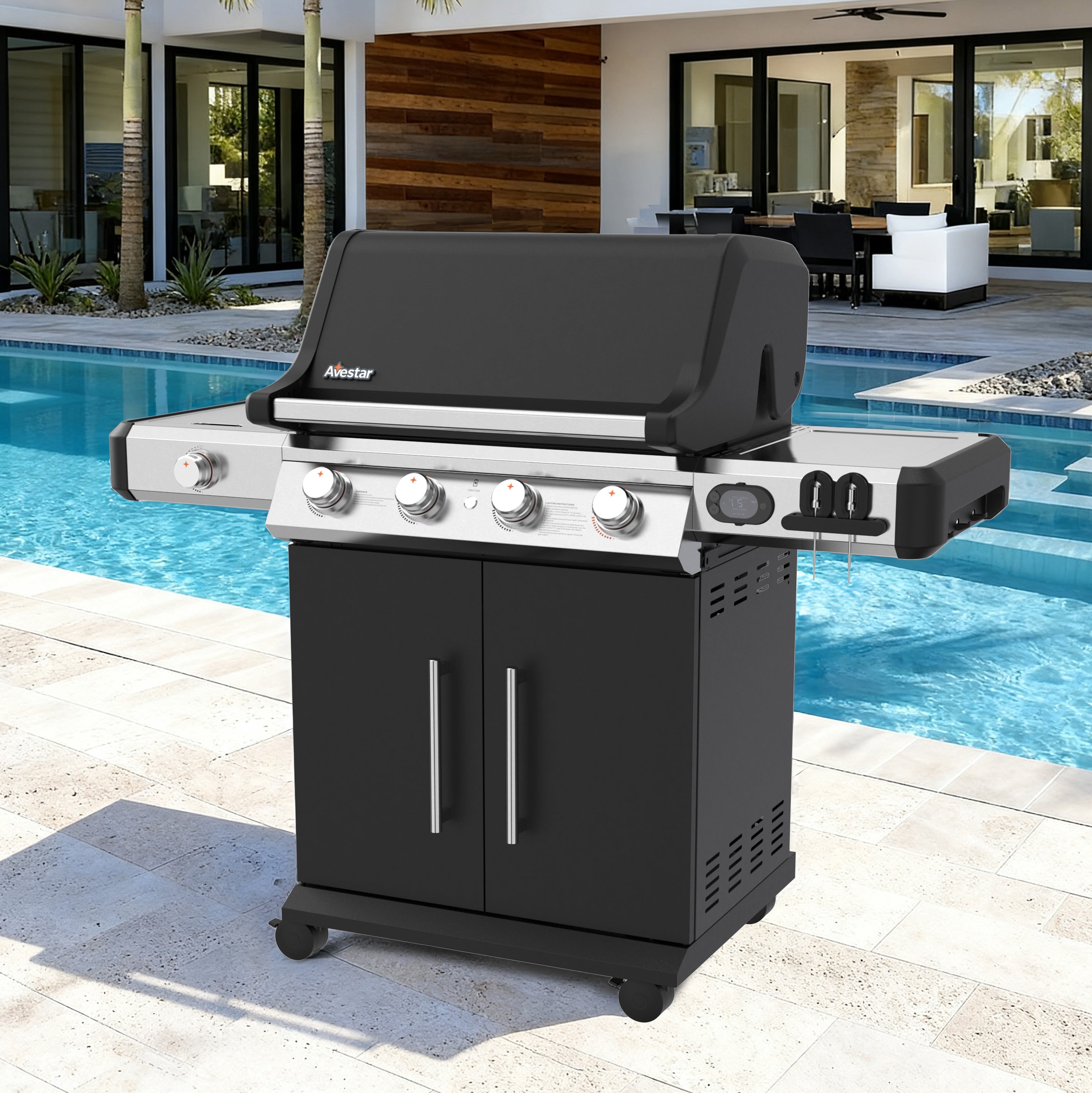 PRO26401 | 4-Burner Gas Grill – 62K BTU, Smart Temp Control, Side Burner & Griddle