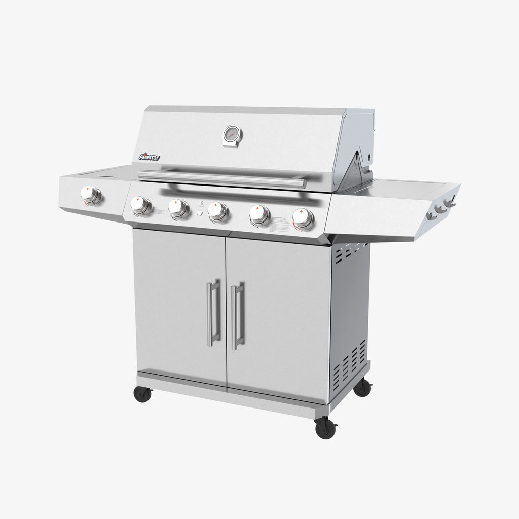STARTER26502 | 74,000 BTU 5-Burner Stainless Steel Gas Grill with Side Burner