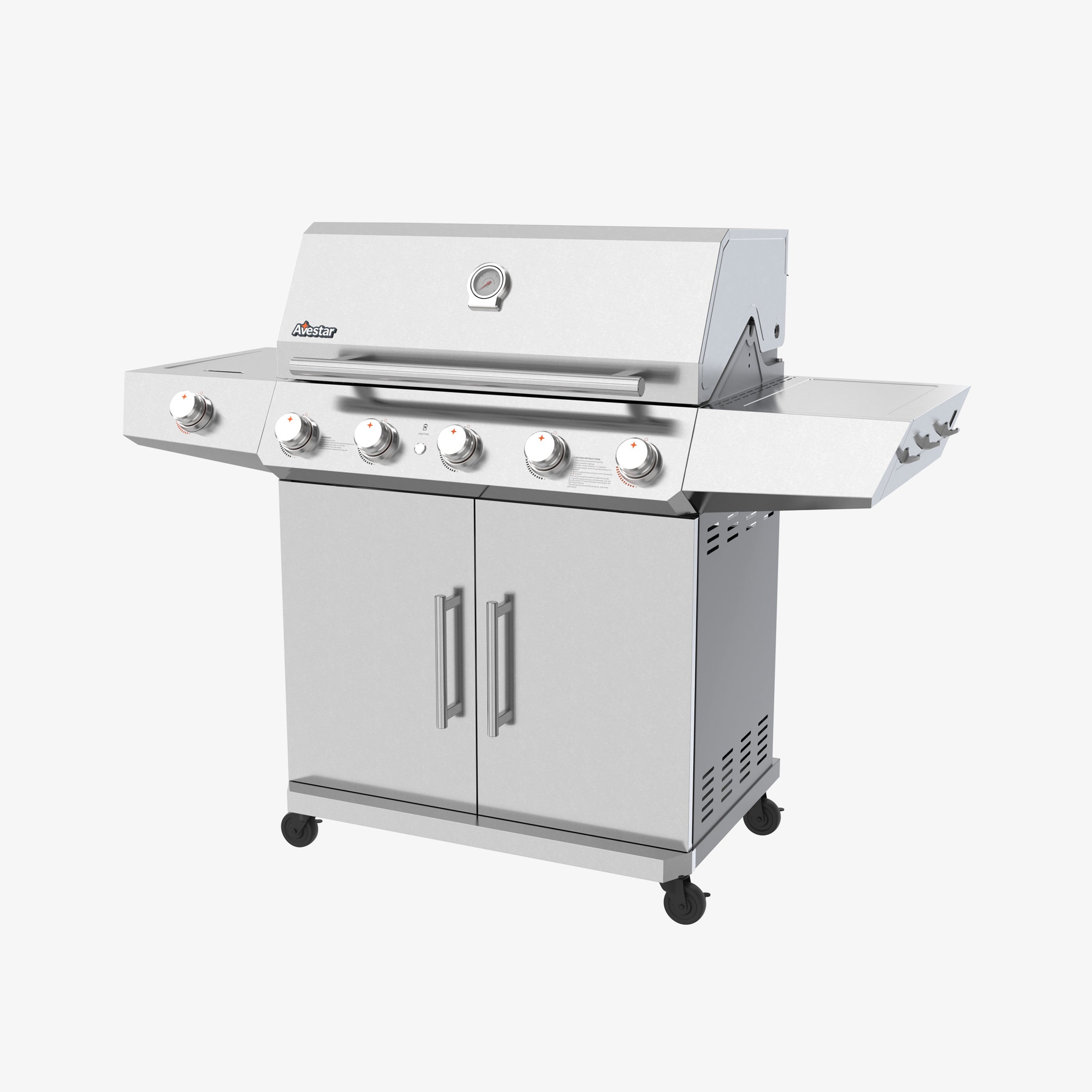 STARTER26502 | 74,000 BTU 5-Burner Stainless Steel Gas Grill with Side Burner