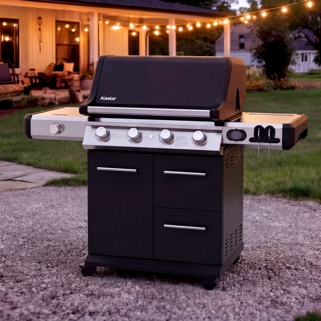 PRO26501 | 5-Burner Gas Grill with Side Burner & Smart Thermometer, 74,000 BTU Outdoor BBQ Grill