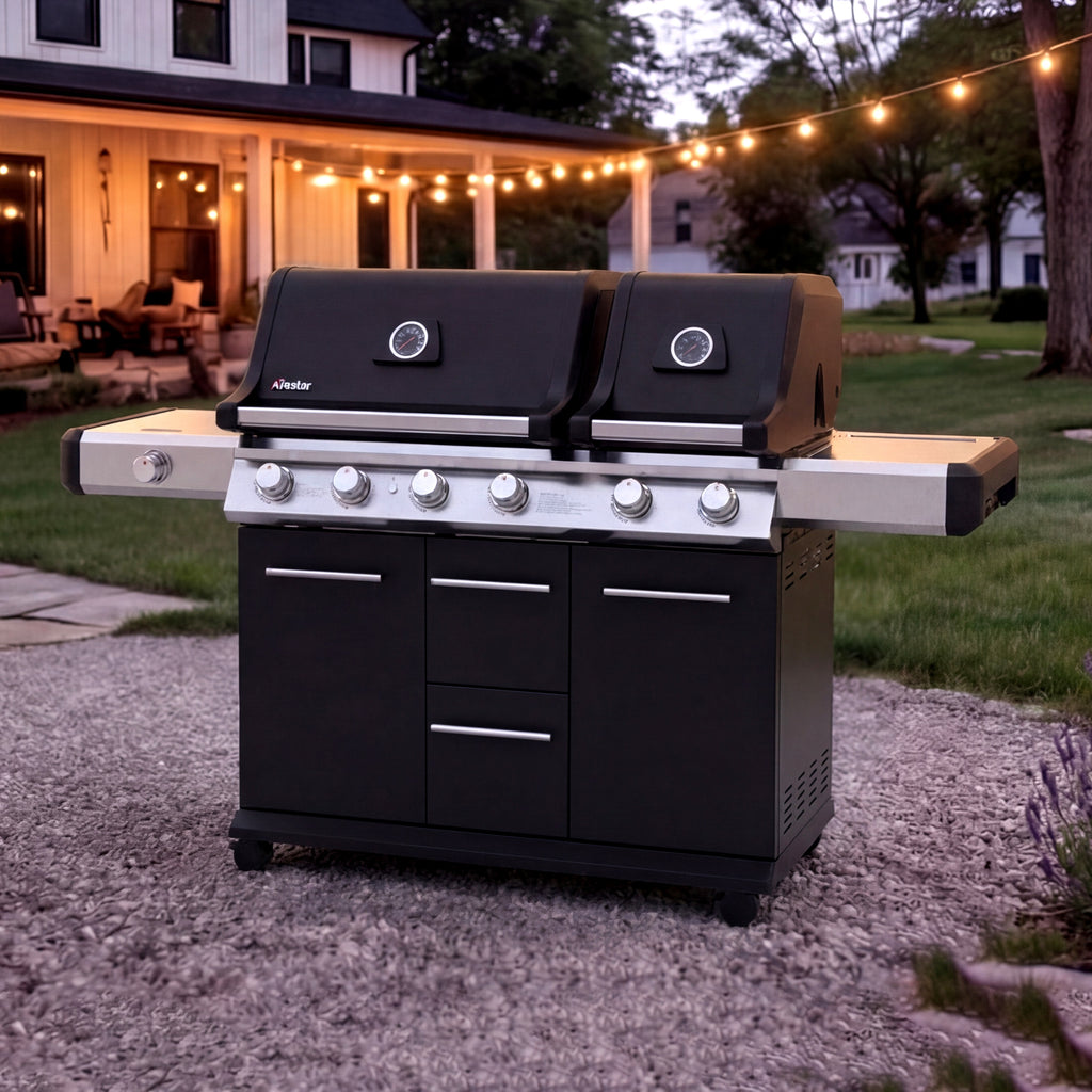 PRO26601 | 6 - Burner Propane Gas Grill with Dual - Zone Cooking, Smart Thermometer