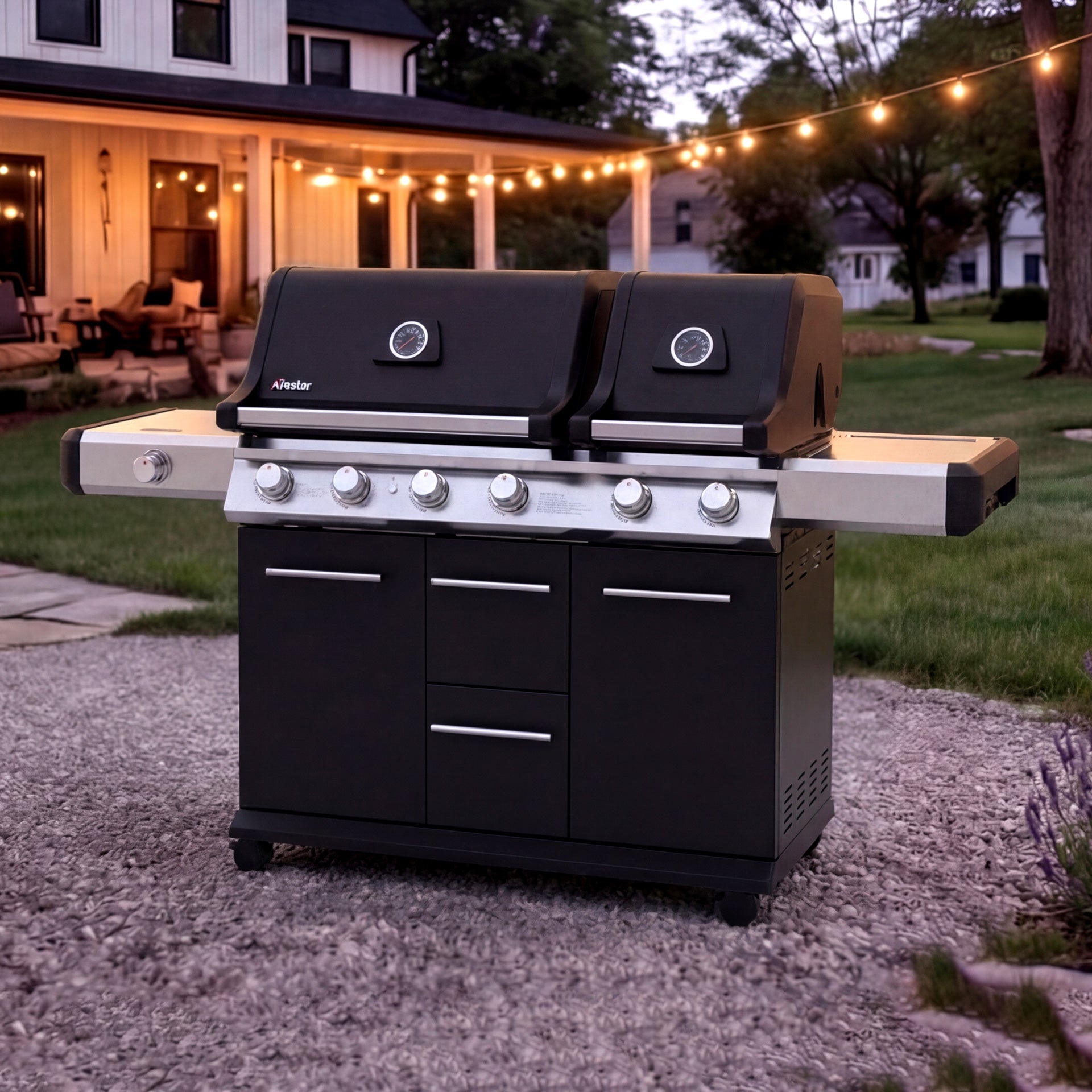 PRO26601 | 6 - Burner Propane Gas Grill with Dual - Zone Cooking, Smart Thermometer
