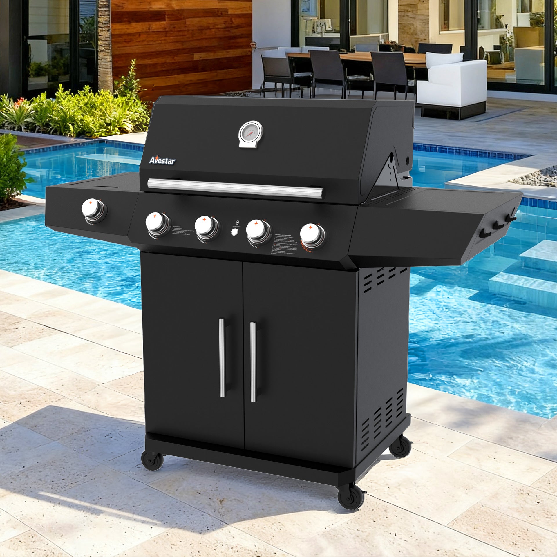 STARTER26401 | 4-Burner 62,000 BTU Gas Grill with Side Burner