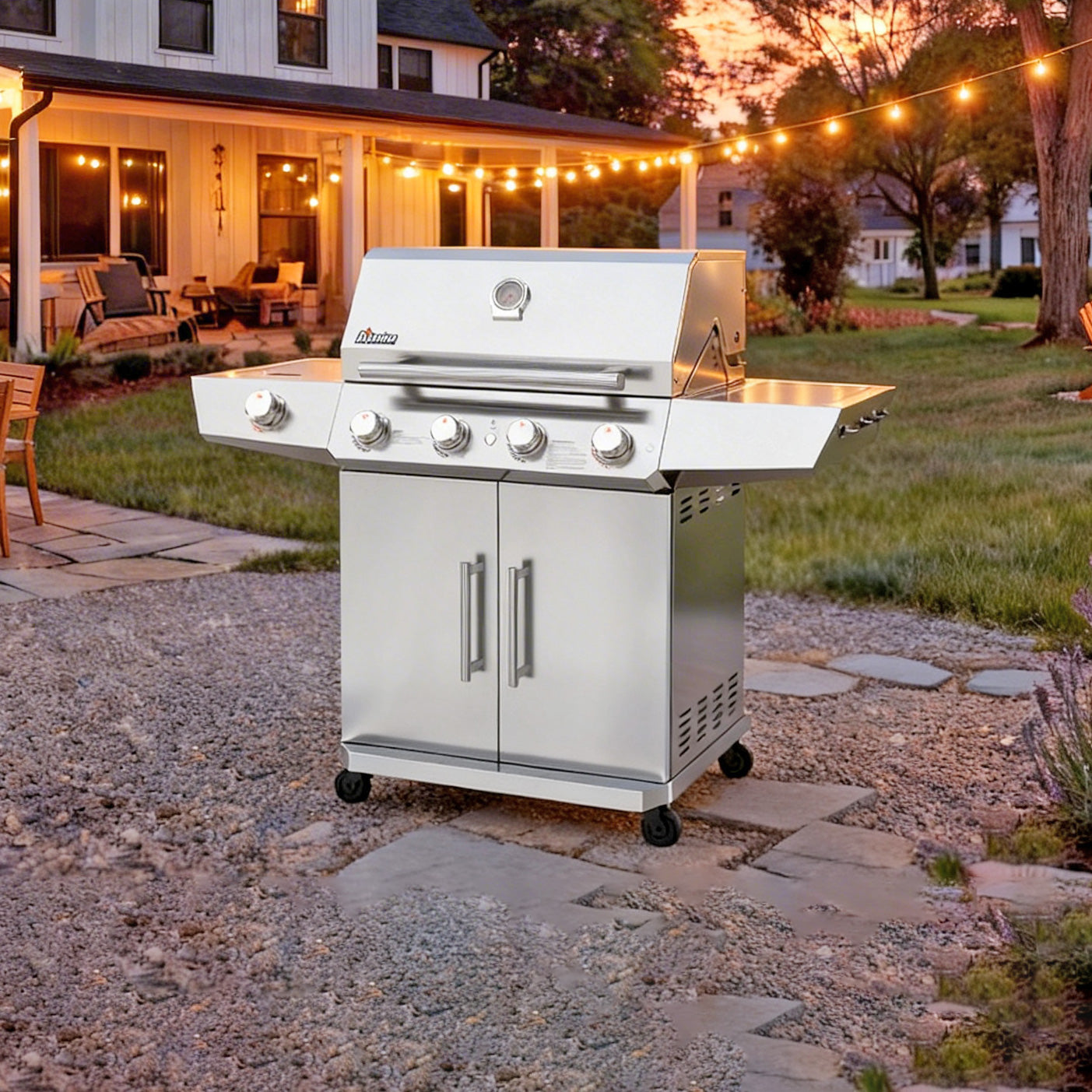 STARTER26502 | 74,000 BTU 5-Burner Stainless Steel Gas Grill with Side Burner
