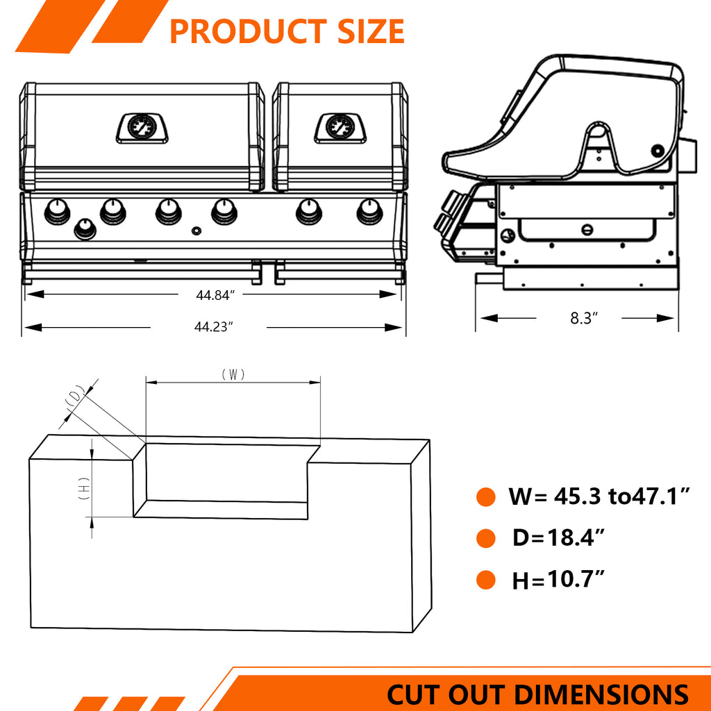 MI26601 | 6 Burners Dual-zone Built-in 86000 BTU Gas Grill